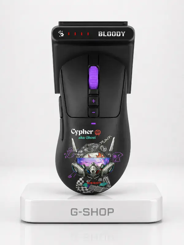A4TECH BLOODY R73 ULTRA DUO WAVELINK DUAL WRLS GAMING MOUSE 2.4GHz / USB DOCK CYPHER GHOST