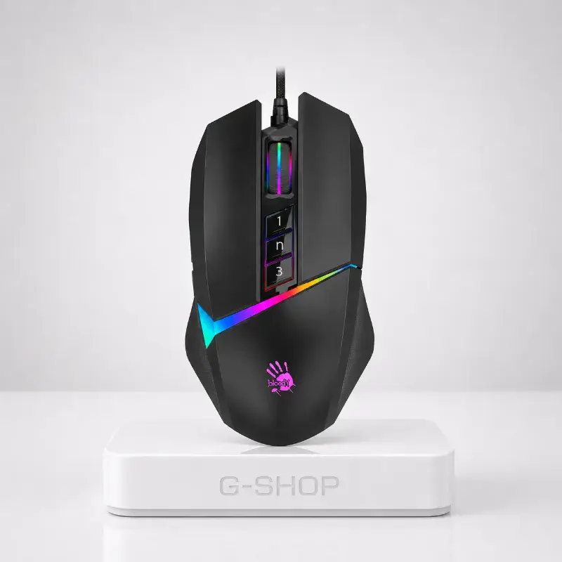 A4TECH BLOODY W60 MAX GAMING MOUSE STONE BLACK RGB METAL FEET ACTIVE USB BLACK/RED